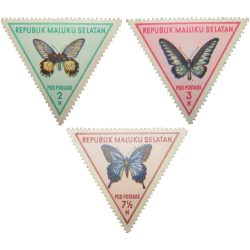 Postage Stamp of Maluku Selatan Set of 3 Triangular Shaped Stamps in Mint Condition as per Image