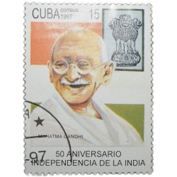 Postal Stamp of Mahatma Gandhi from Cuba - 50th Anniversary of India Independence