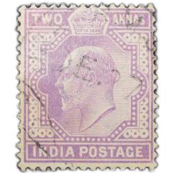 Postal Stamp of Edward VII 2 Annas Purple Colour Used Condition as per Image.