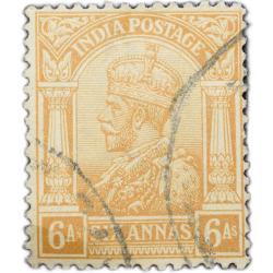 Postal Stamp of George V 4 Annas - Brown-Ochre Colour - Ty.178 Stanely Gibbson - Used as per Image.
