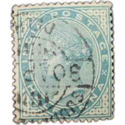 Postal Stamp of Victoria 1/2 Anna - Dull Green Colour - Used as per Image.