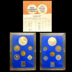 1974 Bhutan Proof Set Silver Food For All With Box Cover & Certificate Very Rare Set