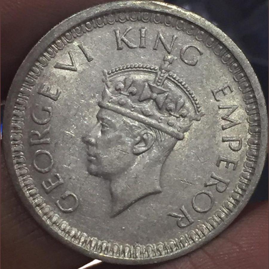 1944 George Six (Lahore mint) One Ruppes silver Coin British India Good Condition 100 % Original coin Buyer receive 1 Coin (Copy)