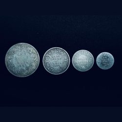 Two Anna,1/4,Half and One Rupee 1897 Victoria Empress Rare Set Of 4 Coins
