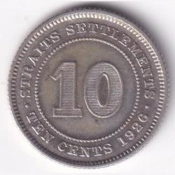10 strait settlements 1926 king george v silver coin