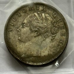 British India Victoria One Rupee 1840 Indian Head Silver Coin 35 Berries Rare