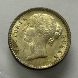 British India Victoria 1/4 Rupee 1840 Divided Legend Silver Coin Rare UNC