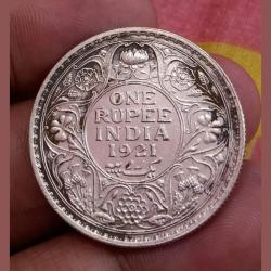 British India Silver Rupee KEY Date 1921 King George-V ***Rare Coin*** Collectable Grade.