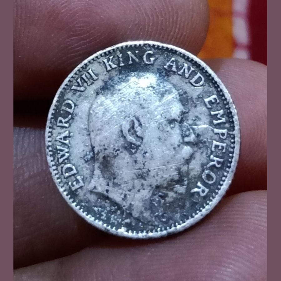 British India Silver 1/4 Rupee 1906 King Edward-VII **Scare** Used Condition.