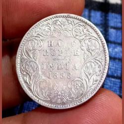 British India Silver 1/2 Rupee Year 1899 Victoria Empress **Very Scare** High Collectable Grade with Detailings.