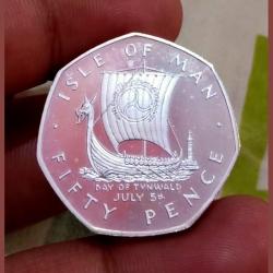 ISLE of MAN Silver 50 Cents Year 1979 Queen Elizabeth-II Silver Proof Coin Broken Set **Rare** Untouched Uncirculated Grade.