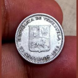 Venezuela Silver 25 Centimos Year 1965 **Scare** Collectable Grade.
