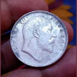 British India Silver Rupee Year 1907 King Edward-VII in High Collectable Grade.