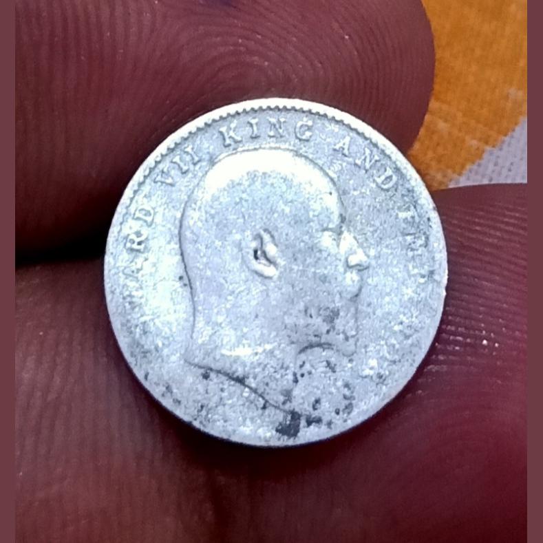 British India Silver 2 Anna's Year 1910 King Edward-VII **Scare** Collectable Grade.