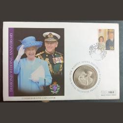 Cook Islands,One Dollar”Mint Packing, First’ day cover( Diamond Wedding Anniversary) Mint Packing UNC,Weight 28.28, Diameter 38.6, Beautiful set.