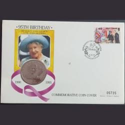 Isle of man,One Crown,1995 (95th Birthday of H.M.Queen Elizabath The Queen Mother) Weight 28.28 Gram, Diameter 38.61Grem,Unc With first day Cover Stams,Mint packing, Beautiful Set