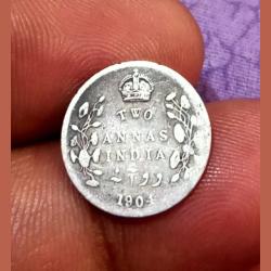 British India Silver 2 Anna's Year 1904 King Edward-VII in Collectable Grade.
