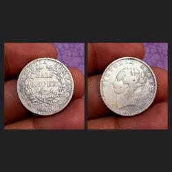 British India Silver 1/2 Rupee East India Company Year 1840 Queen Victoria Continuous Legend with “Indian Head” Die Variety **Extremely Rare** High Collectable Grade.