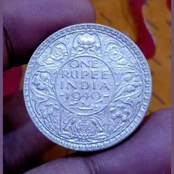 British India Silver Rupee Year 1940 King George-VI in Collectable Grade.