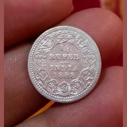 British India Silver 1/4 Rupee Year 1888 Victoria Empress **Scare** High Collectable Grade.