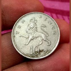 Great Britain United Kingdom 10 Pence Year 1992 Queen Elizabeth-II **Scare** Collectable Grade.
