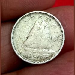 Canada Silver 10 Cents Year 1941 King George-VI in Collectable Grade.