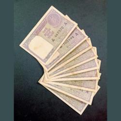 One Rupee Old Issue Year 1951 Signature H.M Patel Lot of 10 Notes **Very Rare** Collectable Grades.