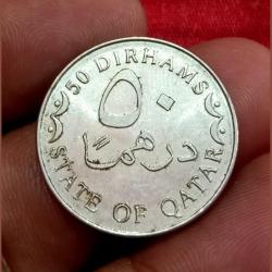States of Qatar Cu/Ni 50 Dirhams **Very Scare** High Collectable Grade.