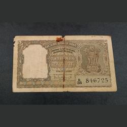 2 Rupees Old Big Fafra Issue P.C Bhattacharya Half Tiger 🐯 Olive Green **Rare** Collectable Grade.