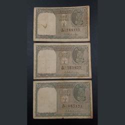 One Rupee A2 Issue Floral Motif Design K.G Ambegaonkar Lot 3 Notes **Very Rare** Collectable Grades.