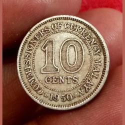 Commissioners of Currency 10 Cents Year 1950 King George-VI **Scare** High Grade.
