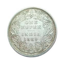 British India Silver Rupee Year 1889 Bombay Mint Victoria Empress Scare High Collectable Grade.