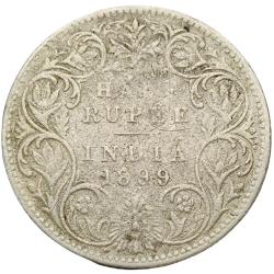 Half Rupee Silver 1899 Coin of Victoria Empress British India Coinage #NH0797