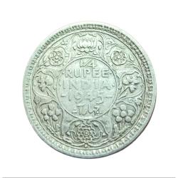 British India Silver 1/4 Rupee Year 194(5) Large "5" Bombay Mint **V. Scare** Collectable Grade.