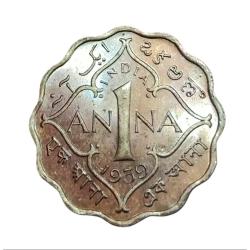 British India One Anna Cu/Ni Year 1939 King George-VI Calcutta Mint in UNC Grade with Mint Luster