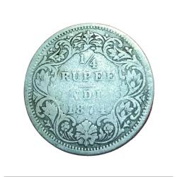 British India Silver 1/4 Rupee Year 1874 Bombay Mint Queen Victoria **Rare** Collectable Grade.
