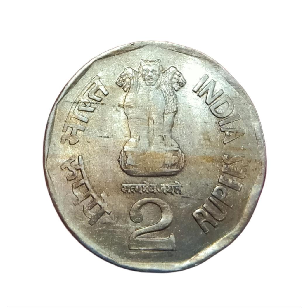 2 Rupees Cu/Ni Commemorative Issue "Error Date" 1996 Netaji Subhash Chandra Bose with Lamination Error **Very Rare** High Collectable Grade.