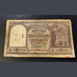 10.₹ Fafda Biggest Size Notes. signature P.C.Bhattachary Excellent Condition. As ima