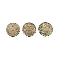 5Rs Cu/Ni Year 2004 “Hyderabad//Calcutta//Bombay” 3 Different Mints Set **Rare** Collectable Grades
