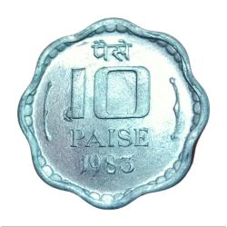 10 Paisa Aluminium Year 1983 Calcutta Mint **Scare** GEM UNC Grades.