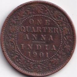 1901 Victoria British India 1/4 Anna Top Condition Coin #S597