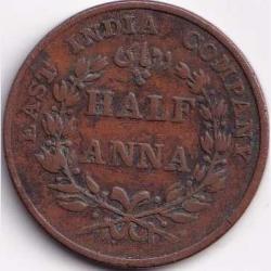 1835 India - British ½ Anna - King William IV & Queen Victoria Weight 12.35 g Coin #R136
