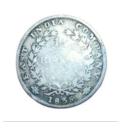 British India Silver 1/4 Rupee East India Company Year 1835 King William-IV **Rare** Used Condition.