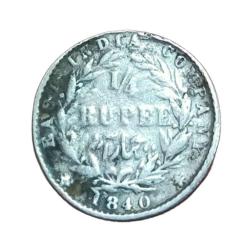 British India Silver 1/4 Rupee East India Company 1840 Queen Divided Legend **V.Scare** Poor Grade.