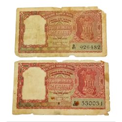 2 Rupees Old Big Fafra Issue B.Rama Rao Catalog B-2 Second Issue 2 Notes **Rare** Used Poor Grades.