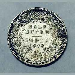 1878 Half Rupee Silver Coin Victoria Empress Calcutta mint