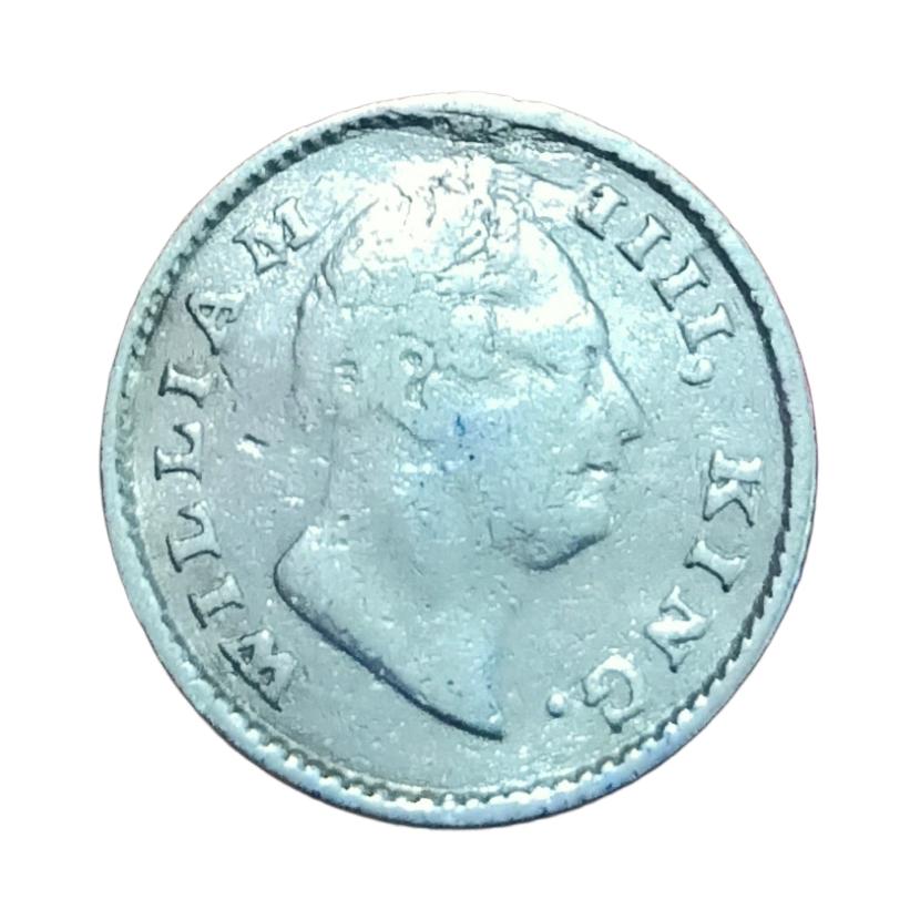 British India Silver 1/4 Rupee "EIC" Year 1835 King William-IV **V. Rare** Collectable Grade.