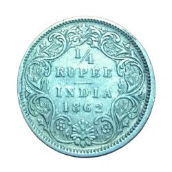 British India Silver 1/4 Rupee Year 1862 Queen Victoria **Scare** High Collectable Grade Complete