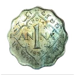 British India One Anna Cu/Ni Year 1938 KEY Date King George-VI **V. Rare** UNC Grade Mint Luster