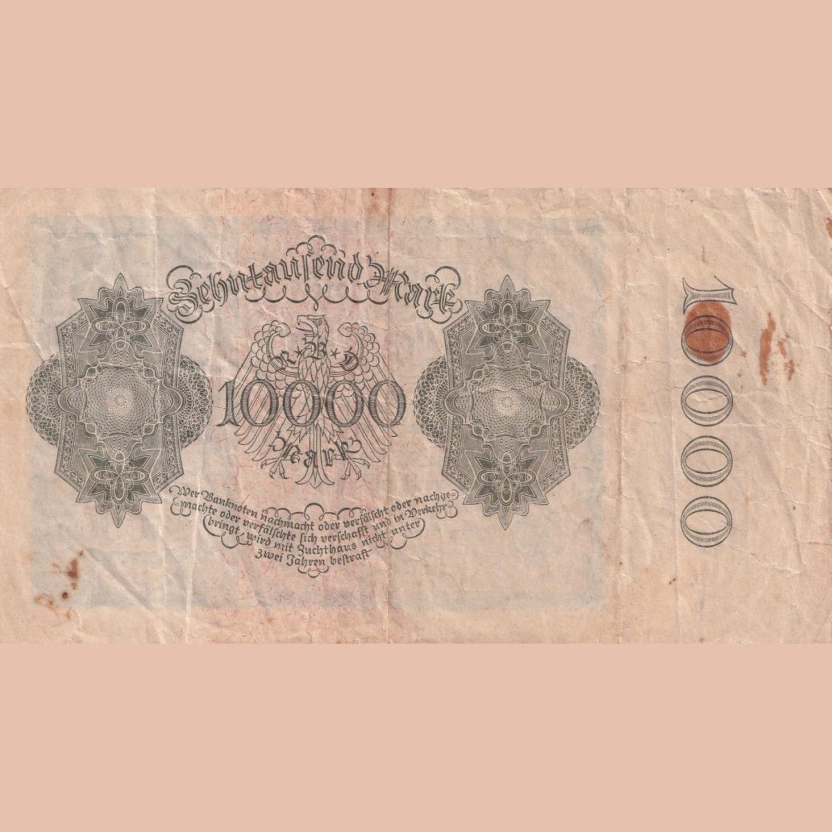 German 10000 Mark 1922 Series Big Size Very Old Rare Note Lowest Price